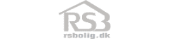 Gray logo for rsbolig.dk featuring a stylized house icon with the letters RSB inside and the domain name below.